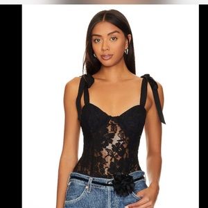 NWT Revolve Lovers and Friends Turner Bodysuit in Black Lace Size M